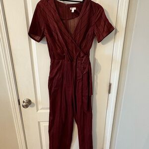 Xhilaration Deep Red Wrap Jumpsuit